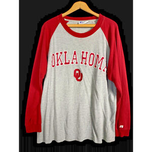 OU Sooners Shirt XL Thermal Raglan Sleeve Team Issue Collegiate Apparel Mens